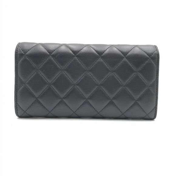 Chanel Lambskin Quilted Long Flap Wallet Black with Silver Hardware - Picture 2 of 12